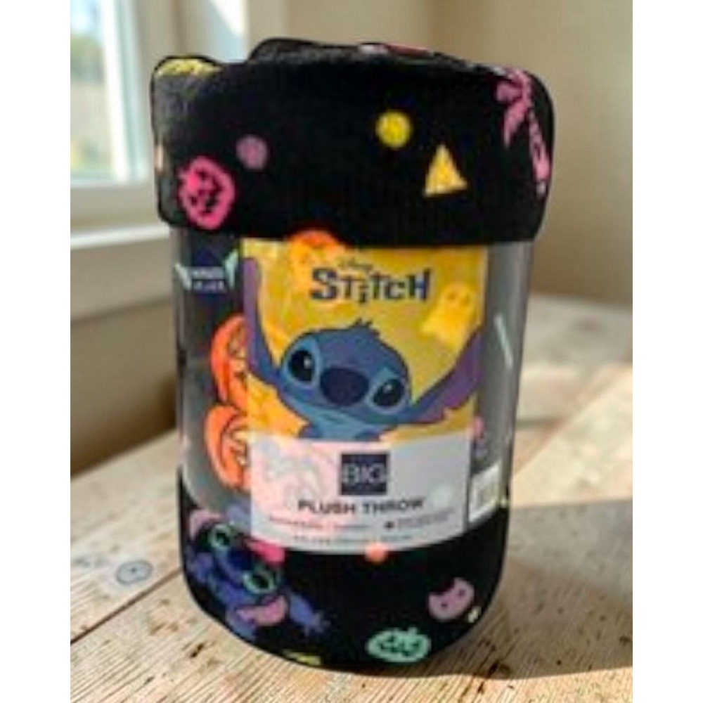 Disney Stitch Halloween Plush Throw Blanket 60x72 Inches Black The Big One New